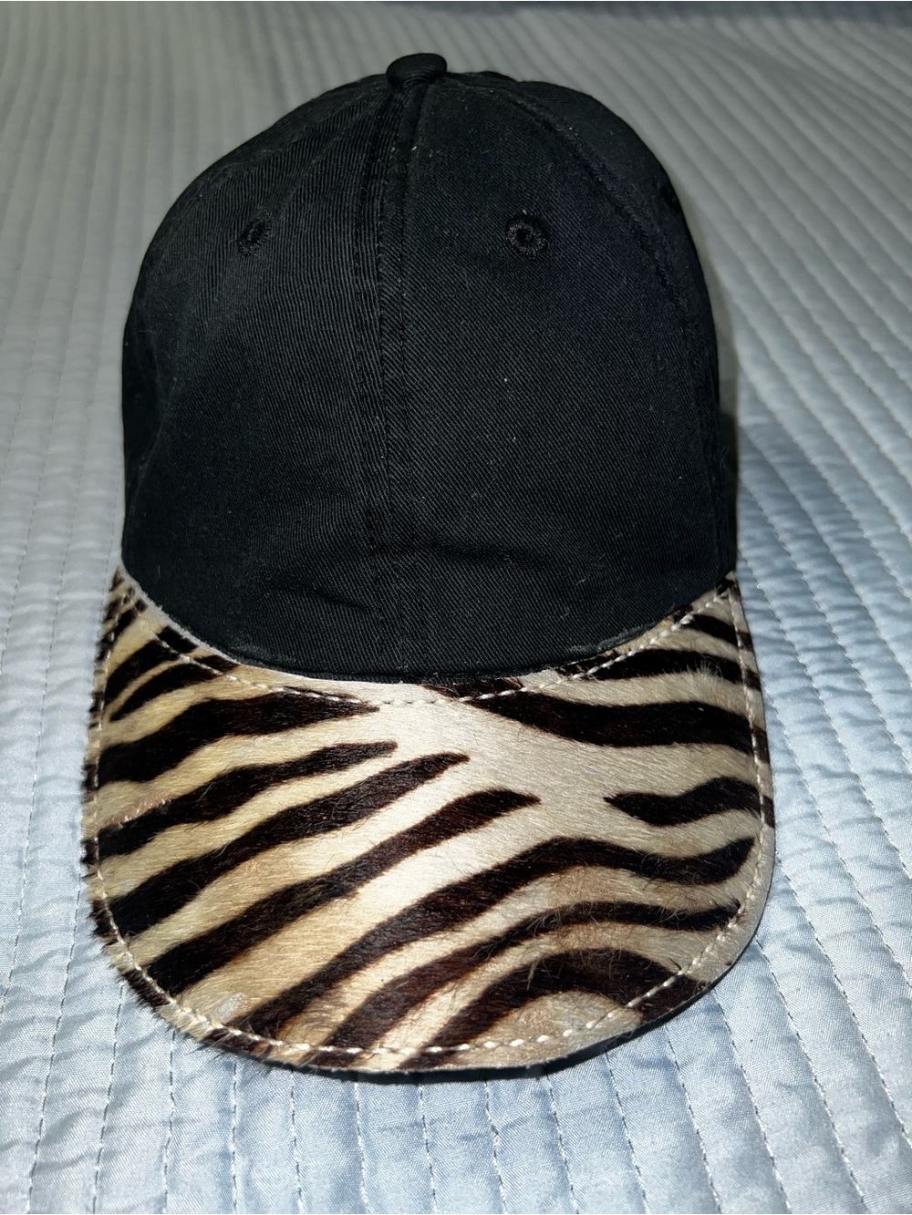 Black Cap with Zebra Print Brim